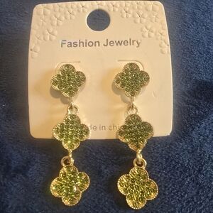 Green & Gold Clover Earrings